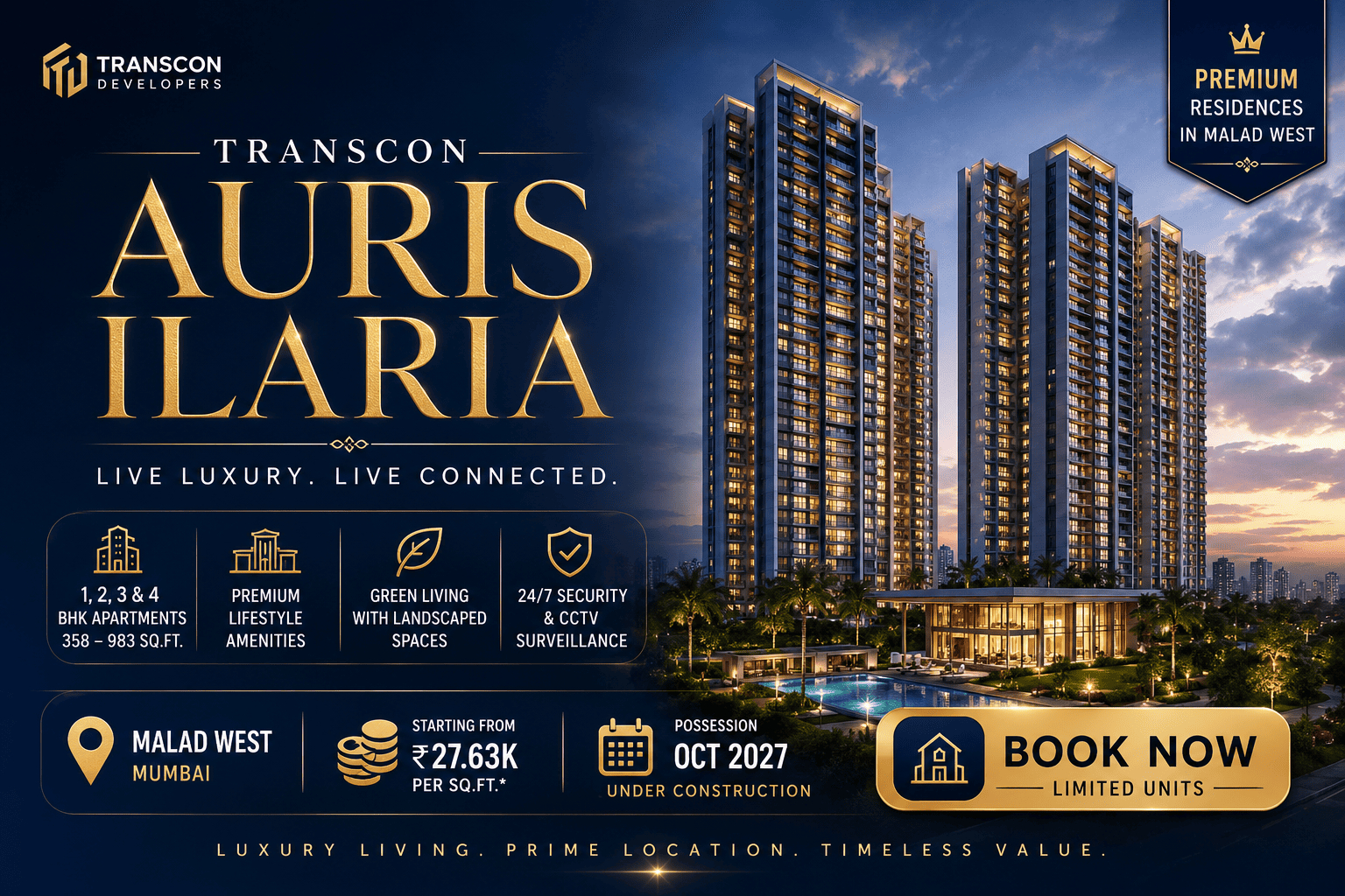 Transcon Auris Ilaria - Luxury Apartments Malad West